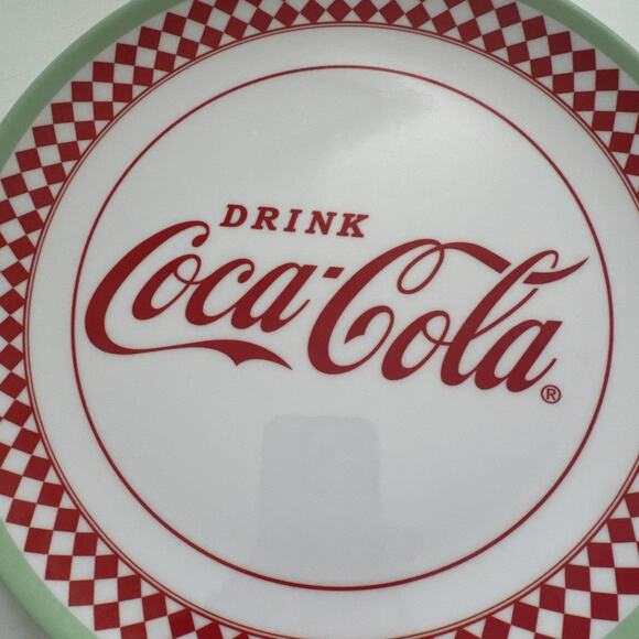 Lot of 2 Gibson Drink Coca-Cola Coke Melamine Dinner Plates Red White Green 10" - Picture 6 of 10